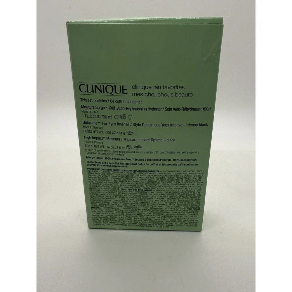 Clinique 3-Pcs Fan Favorites Set Moisture Surger, Quickliner & Mascara MRSP$52